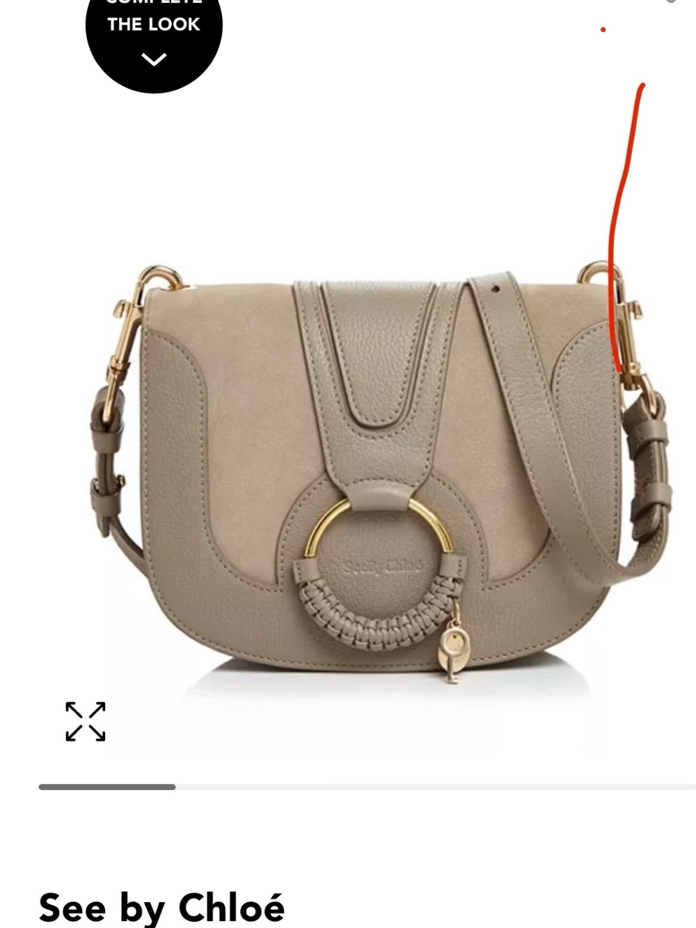See By Chloe Taupe Suede & Leather Crossbody with Gold Ring